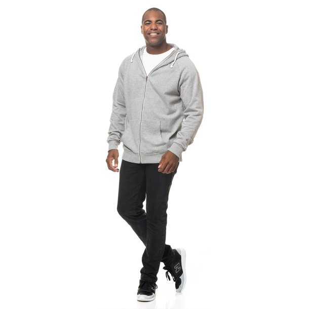 Gr hoodie m. lynls og tryk